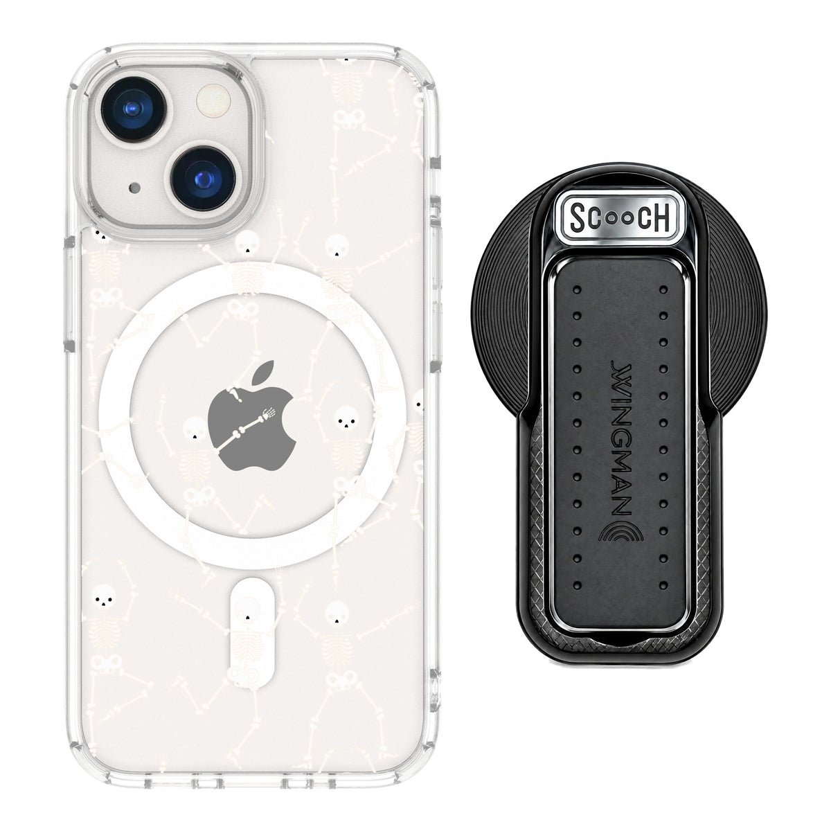 Scooch MagCase Swinging Skeletons for iPhone 13 mini — MagSafe Wingback Bundle - Black