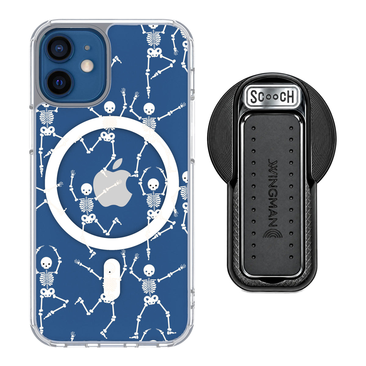 Scooch MagCase Swinging Skeletons for iPhone 12 mini — MagSafe Wingback Bundle - Black