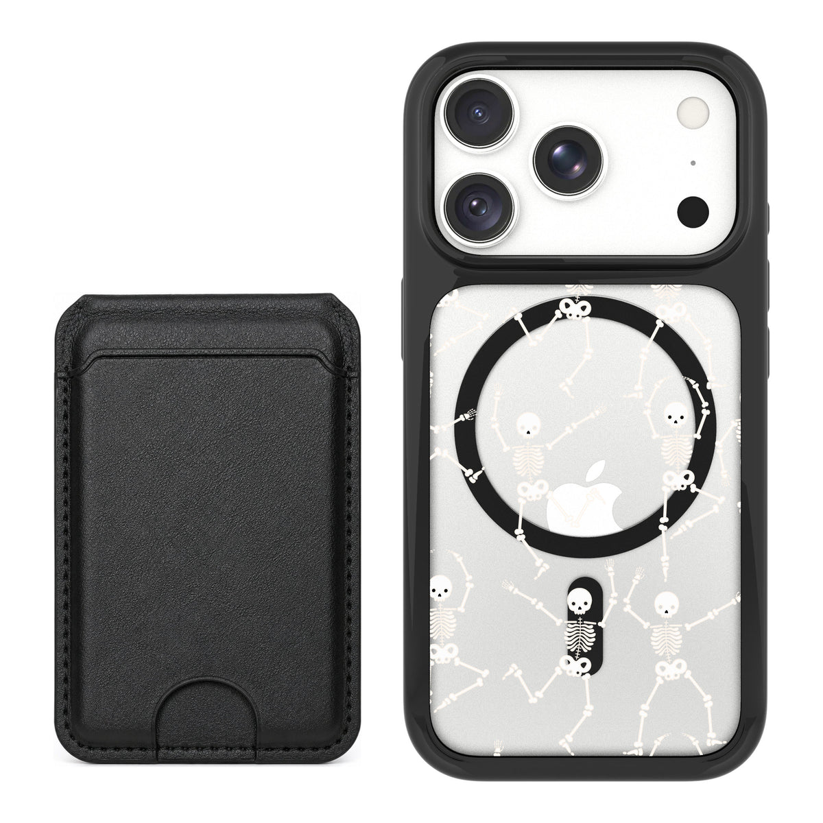 Scooch MagCase Swinging Skeletons for iPhone 18 Pro — Black MagWallet Bundle