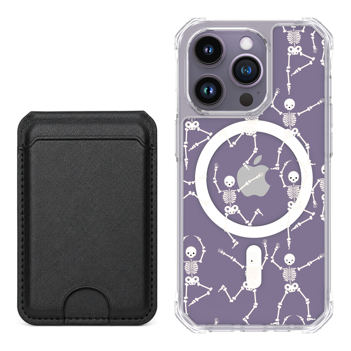 Scooch MagCase Swinging Skeletons for iPhone 14 Pro — Black MagWallet Bundle