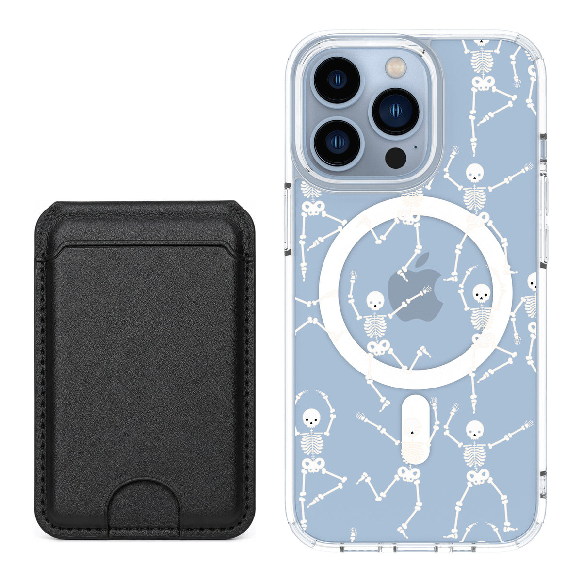 Scooch MagCase Swinging Skeletons for iPhone 13 Pro — Black MagWallet Bundle