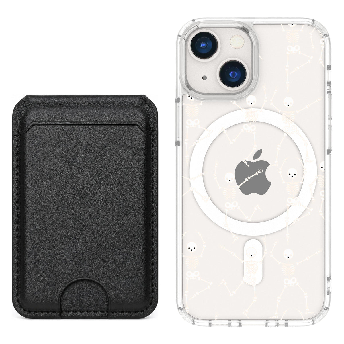 Scooch MagCase Swinging Skeletons for iPhone 13 mini — Black MagWallet Bundle