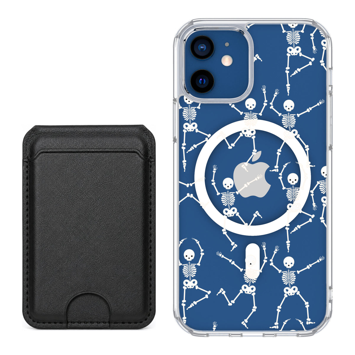 Scooch MagCase Swinging Skeletons for iPhone 12 — Black MagWallet Bundle
