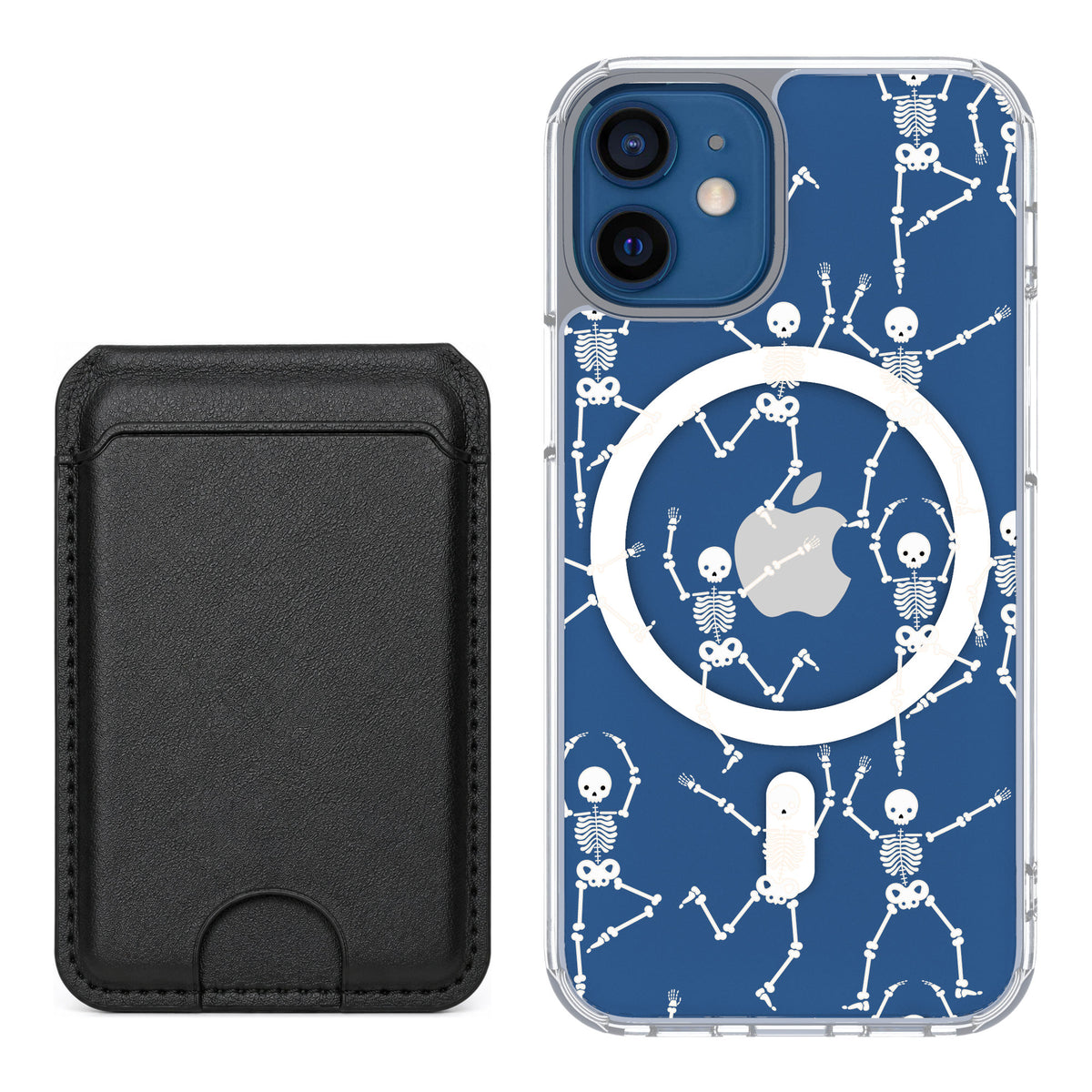 Scooch MagCase Swinging Skeletons for iPhone 12 mini — Black MagWallet Bundle