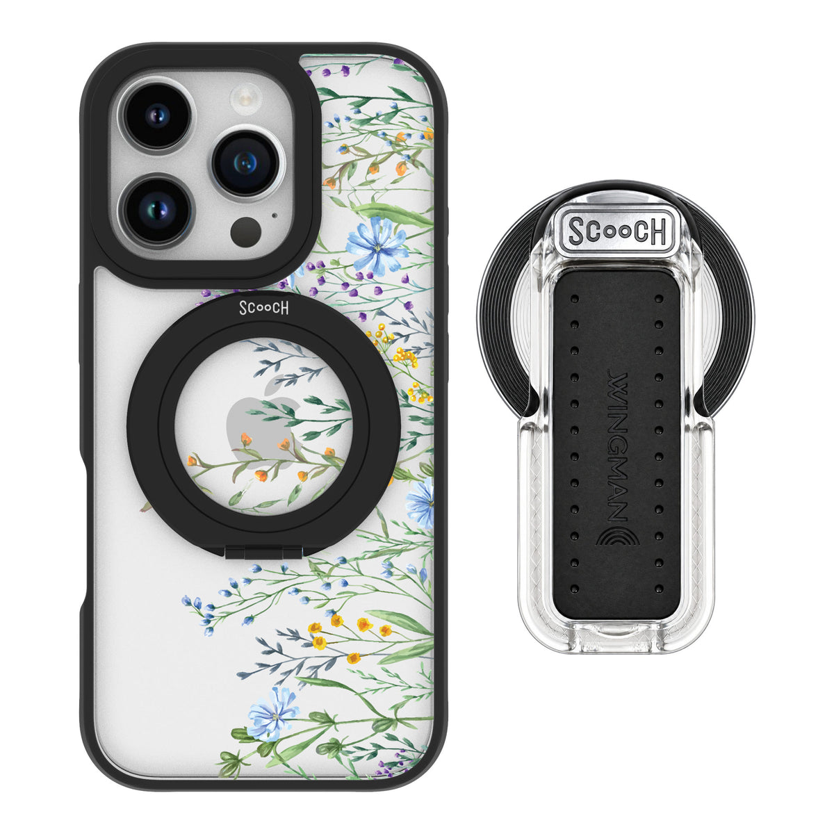Scooch MagCase Meadow Bloom for iPhone 16 Pro — MagSafe Wingback Bundle - Clear