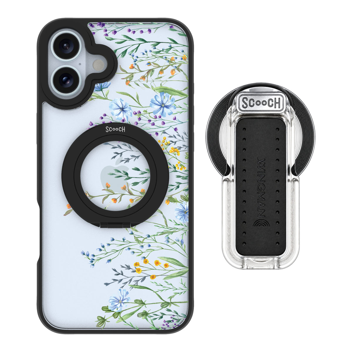 Scooch MagCase Meadow Bloom for iPhone 16 Plus — MagSafe Wingback Bundle - Clear