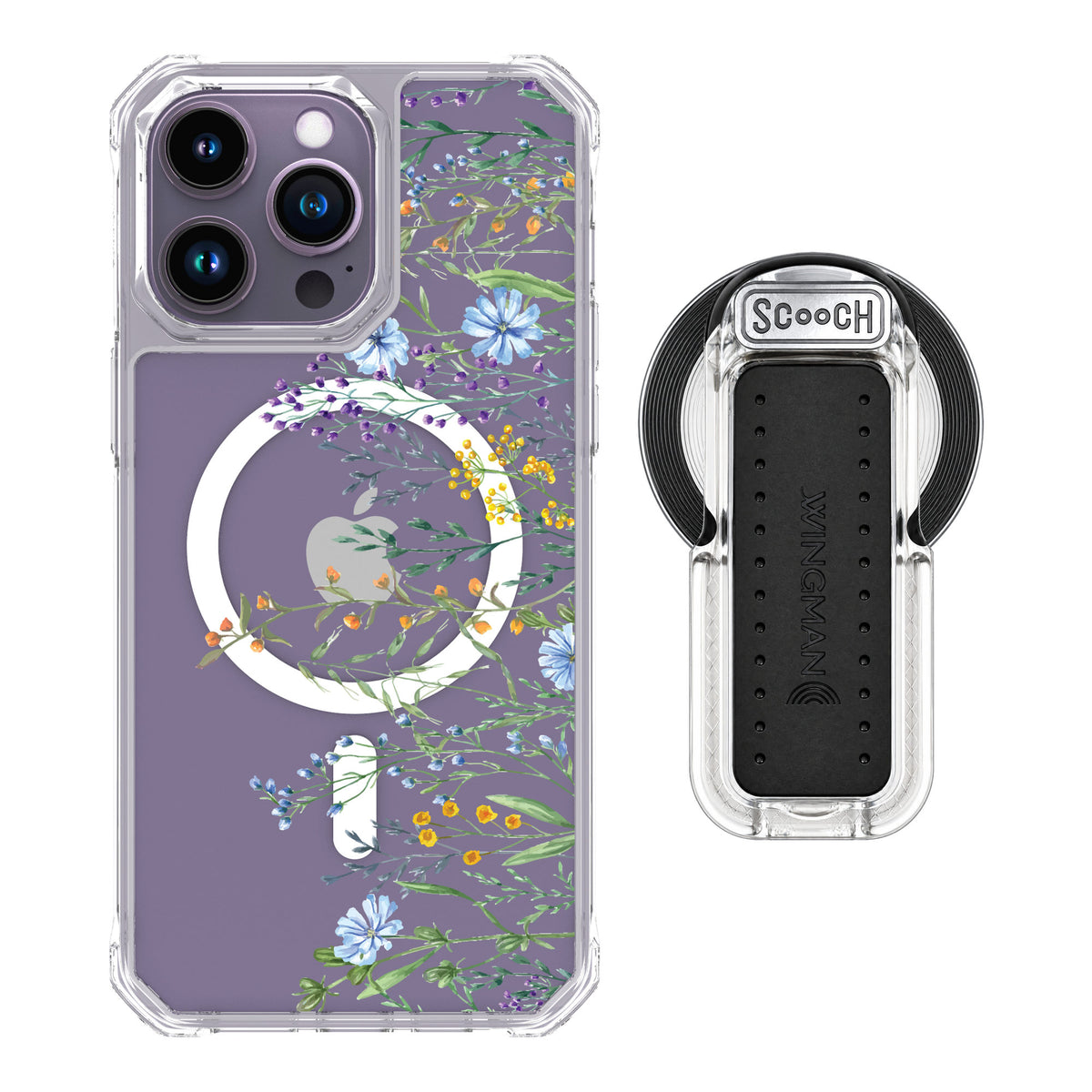 Scooch MagCase Meadow Bloom for iPhone 14 Pro Max — MagSafe Wingback Bundle - Clear