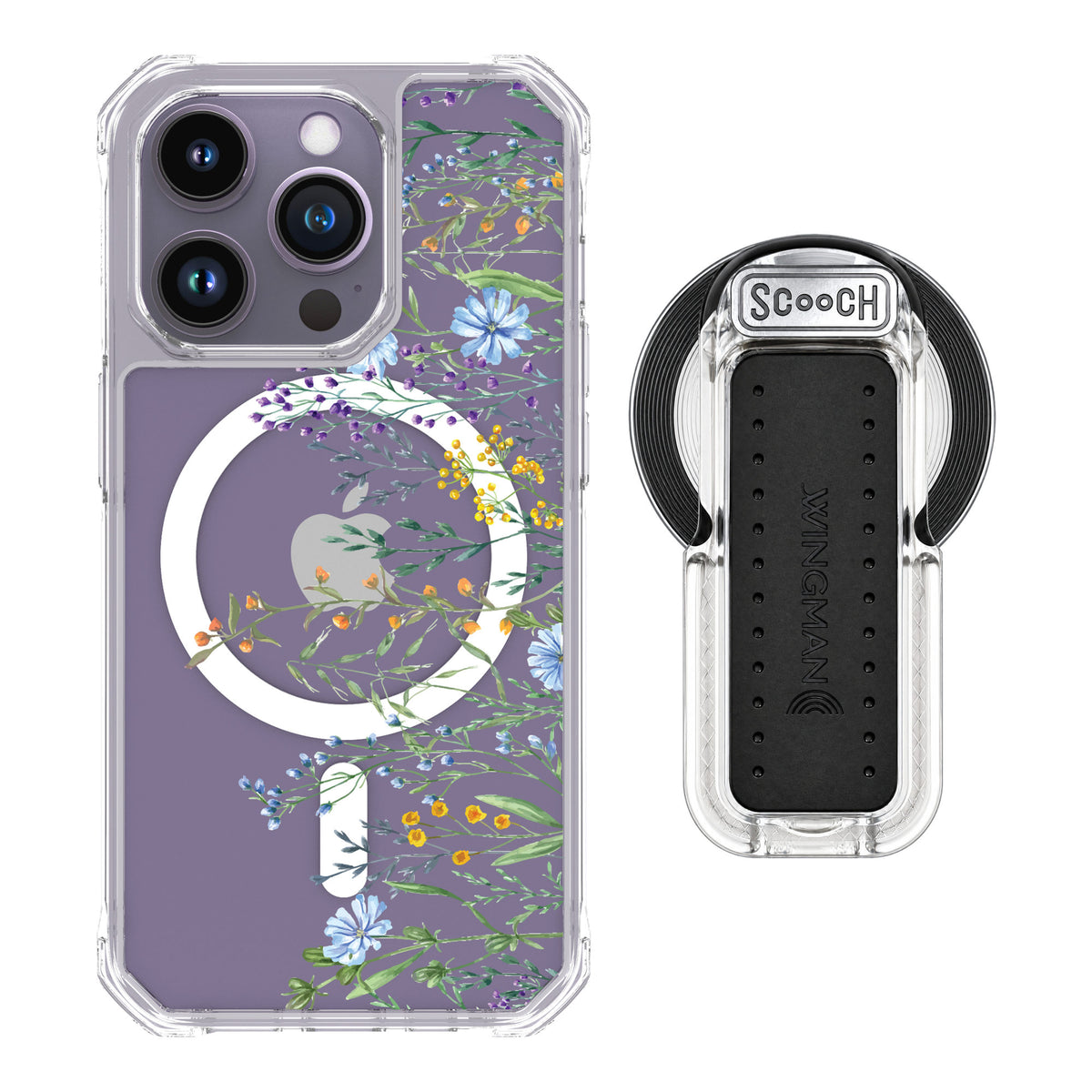 Scooch MagCase Meadow Bloom for iPhone 14 Pro — MagSafe Wingback Bundle - Clear