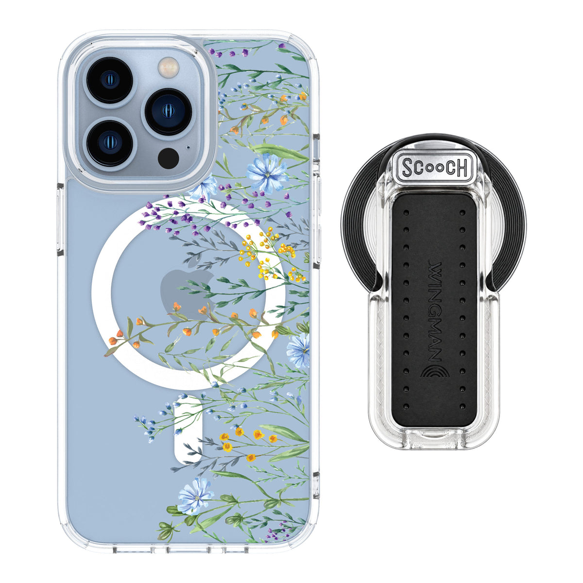 Scooch MagCase Meadow Bloom for iPhone 13 Pro — MagSafe Wingback Bundle - Clear