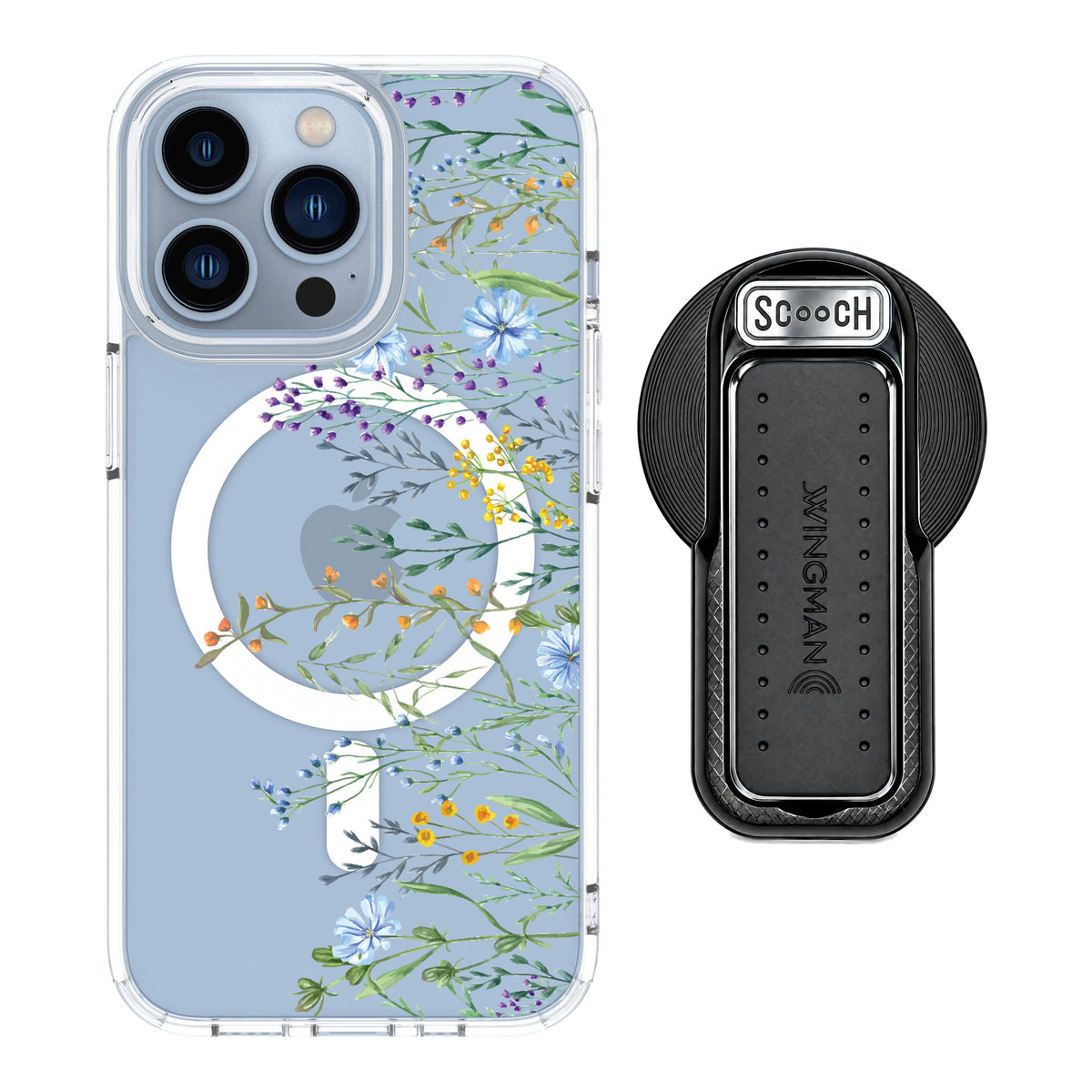 Scooch MagCase Meadow Bloom for iPhone 13 Pro — MagSafe Wingback Bundle - Black