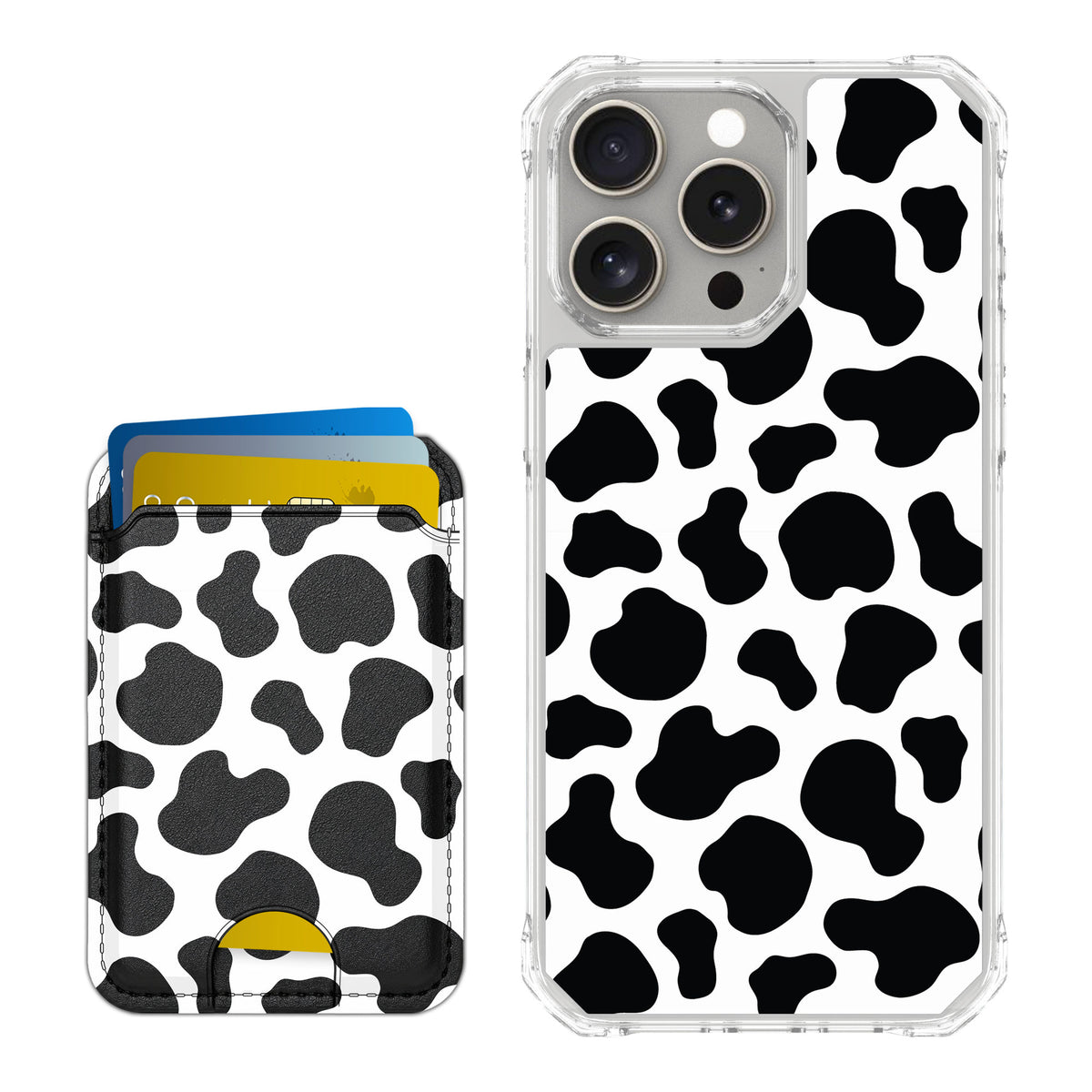 Scooch MagCase Cow Print for iPhone 15 Pro Max — Matching MagWallet Bundle
