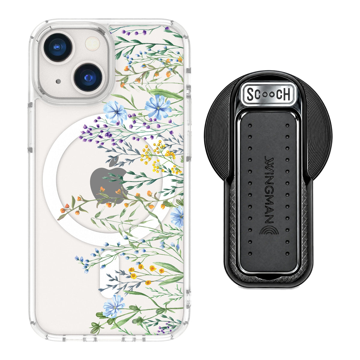 Scooch MagCase Meadow Bloom for iPhone 13 mini — MagSafe Wingback Bundle - Black