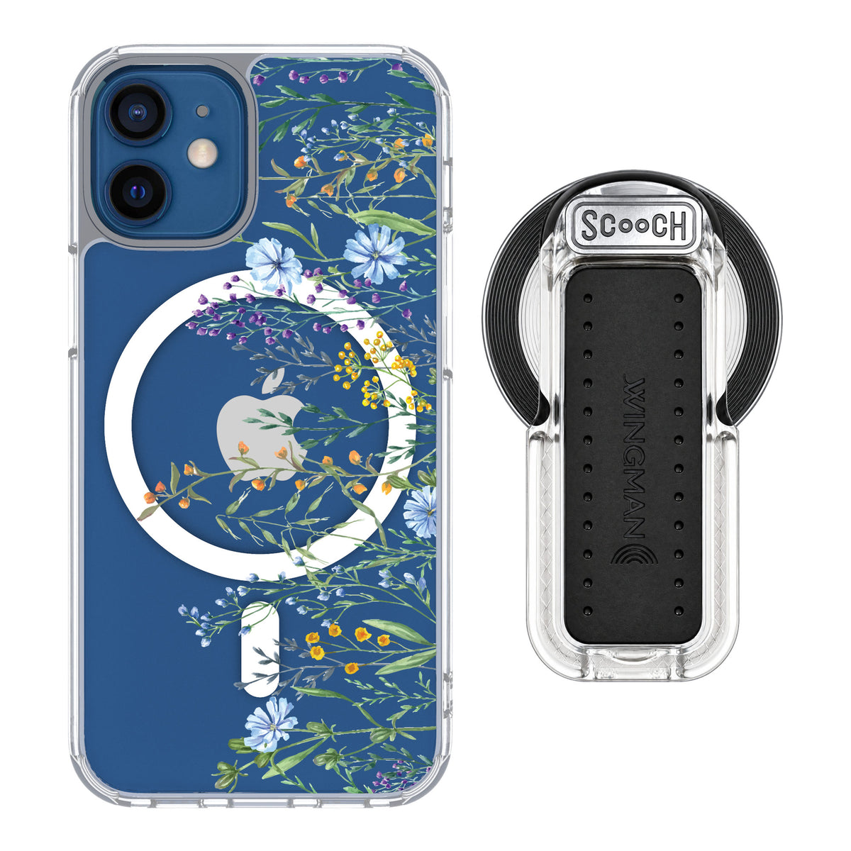 Scooch MagCase Meadow Bloom for iPhone 12 mini — MagSafe Wingback Bundle - Clear