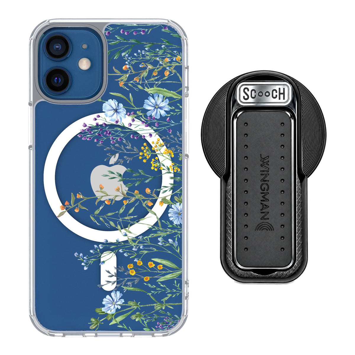Scooch MagCase Meadow Bloom for iPhone 12 mini — MagSafe Wingback Bundle - Black