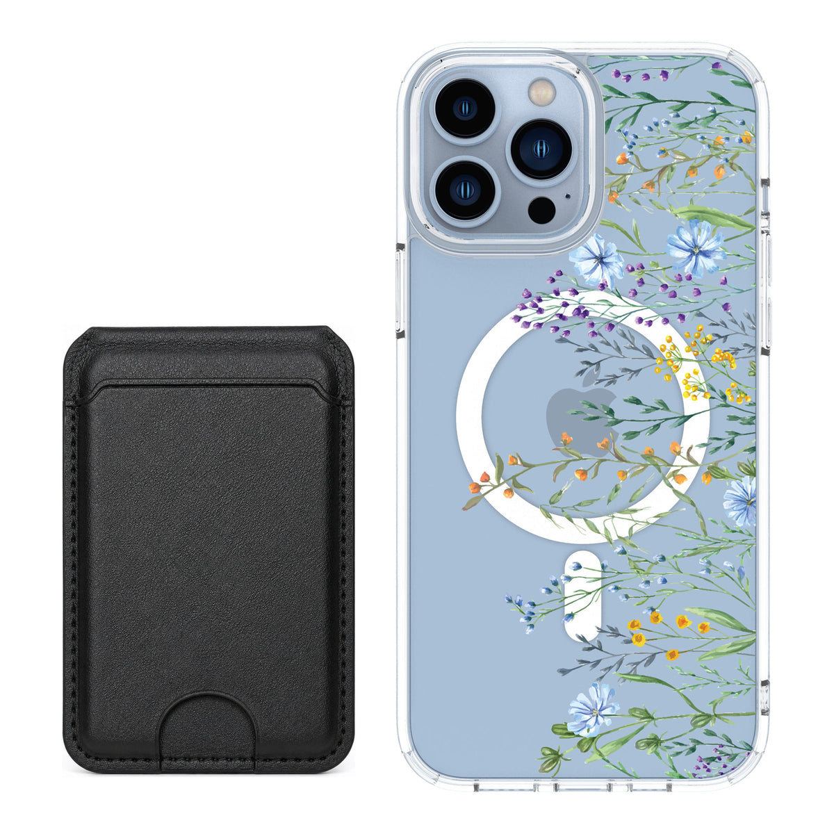 Scooch MagCase Meadow Bloom for iPhone 13 Pro Max — Black MagWallet Bundle