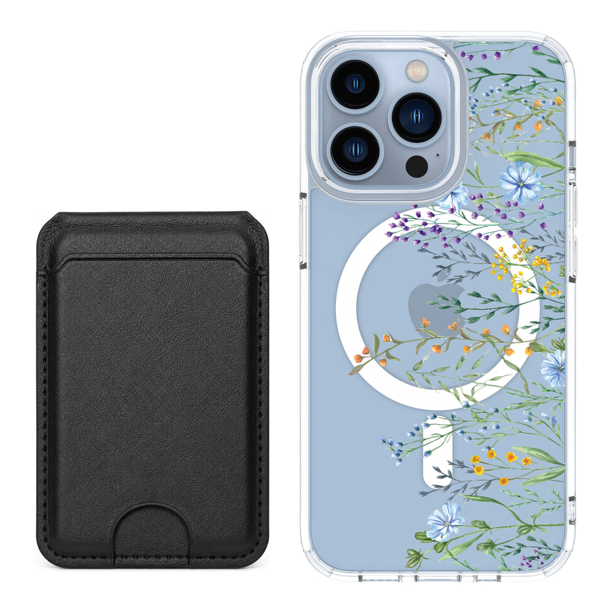 Scooch MagCase Meadow Bloom for iPhone 13 Pro — Black MagWallet Bundle