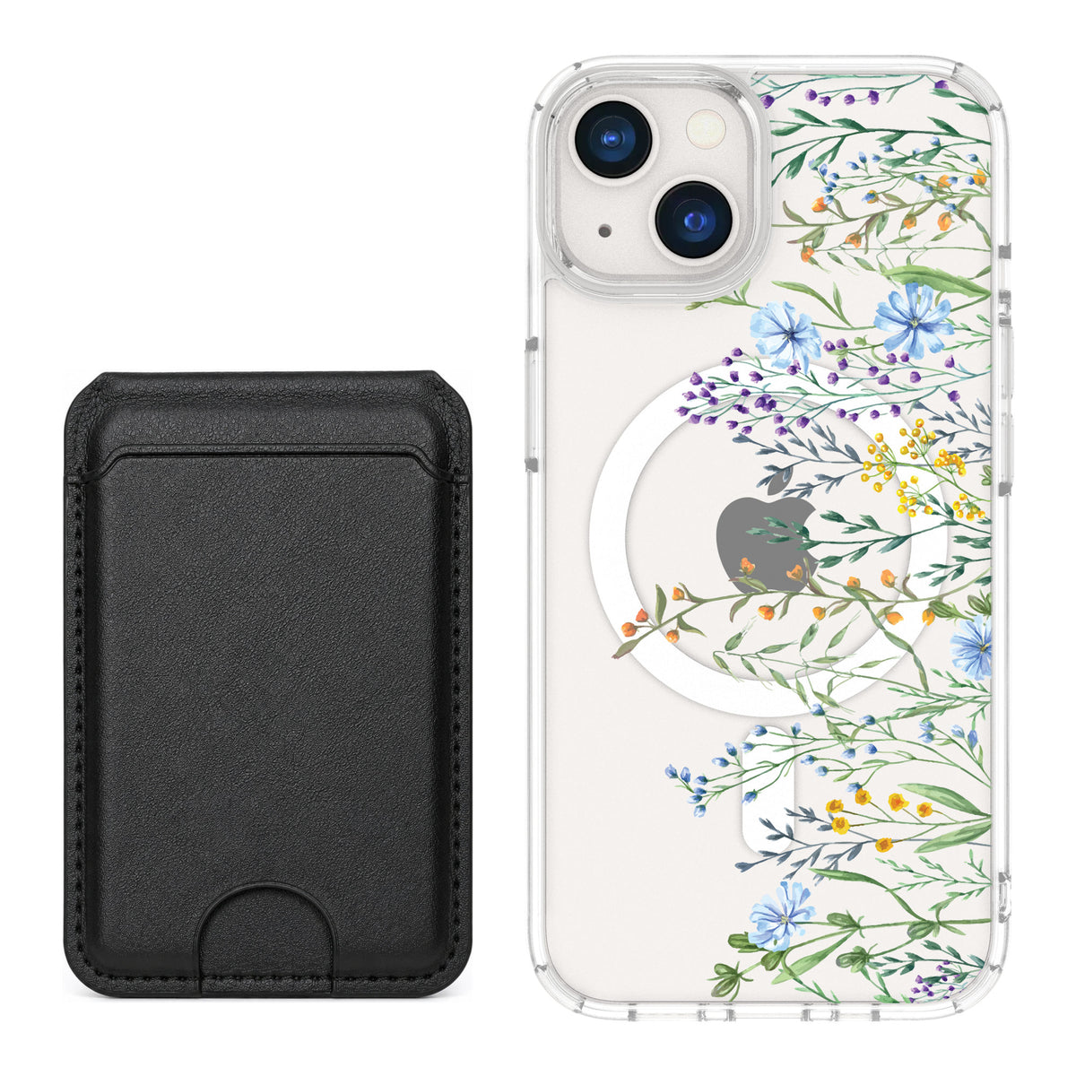 Scooch MagCase Meadow Bloom for iPhone 13 — Black MagWallet Bundle