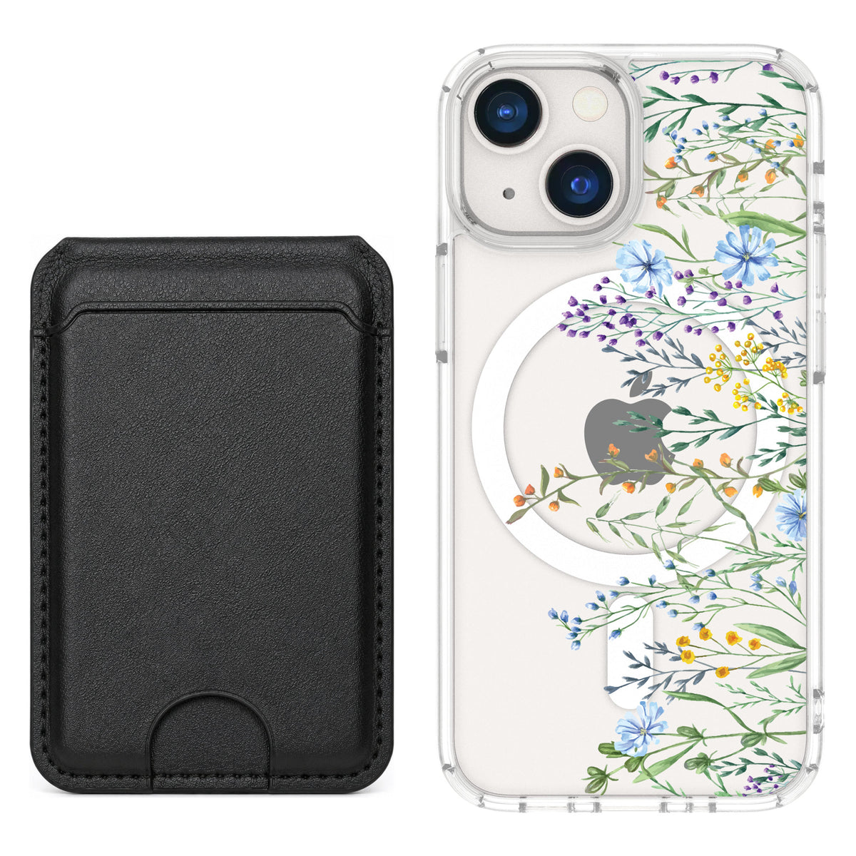 Scooch MagCase Meadow Bloom for iPhone 13 mini — Black MagWallet Bundle