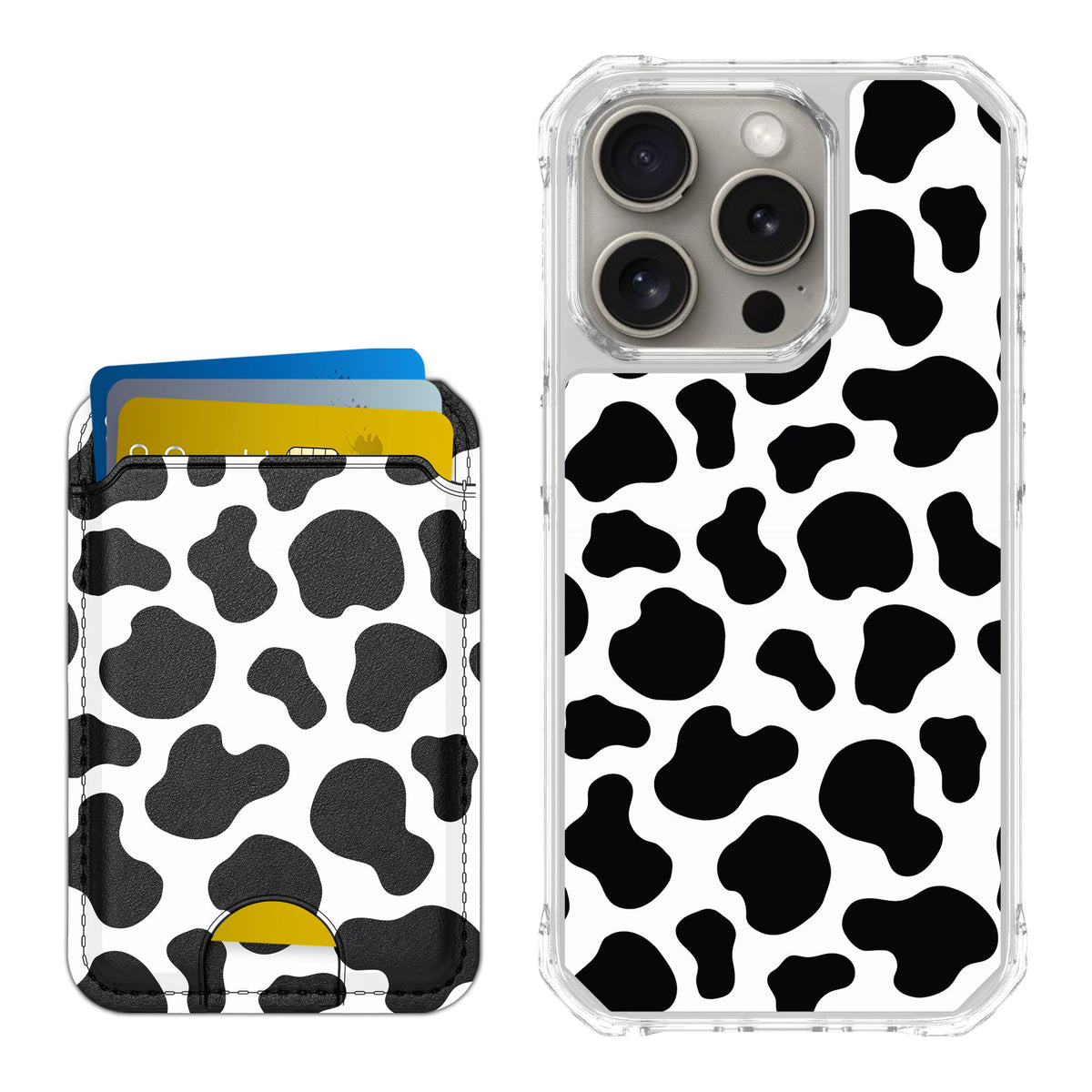 Scooch MagCase Cow Print for iPhone 15 Pro — Matching MagWallet Bundle