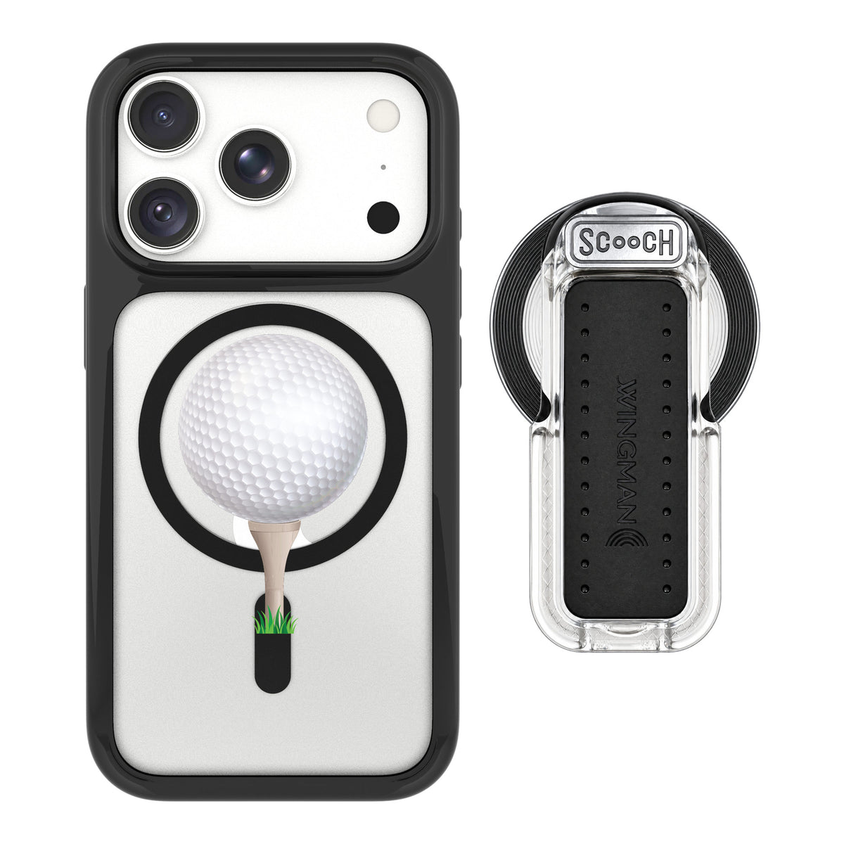 Scooch MagCase Tee Time for iPhone 18 Pro Max — MagSafe Wingback Bundle - Clear