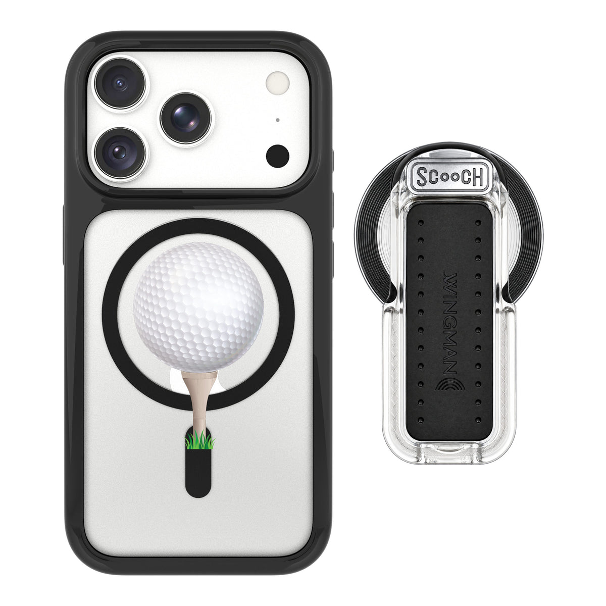 Scooch MagCase Tee Time for iPhone 18 Pro — MagSafe Wingback Bundle - Clear