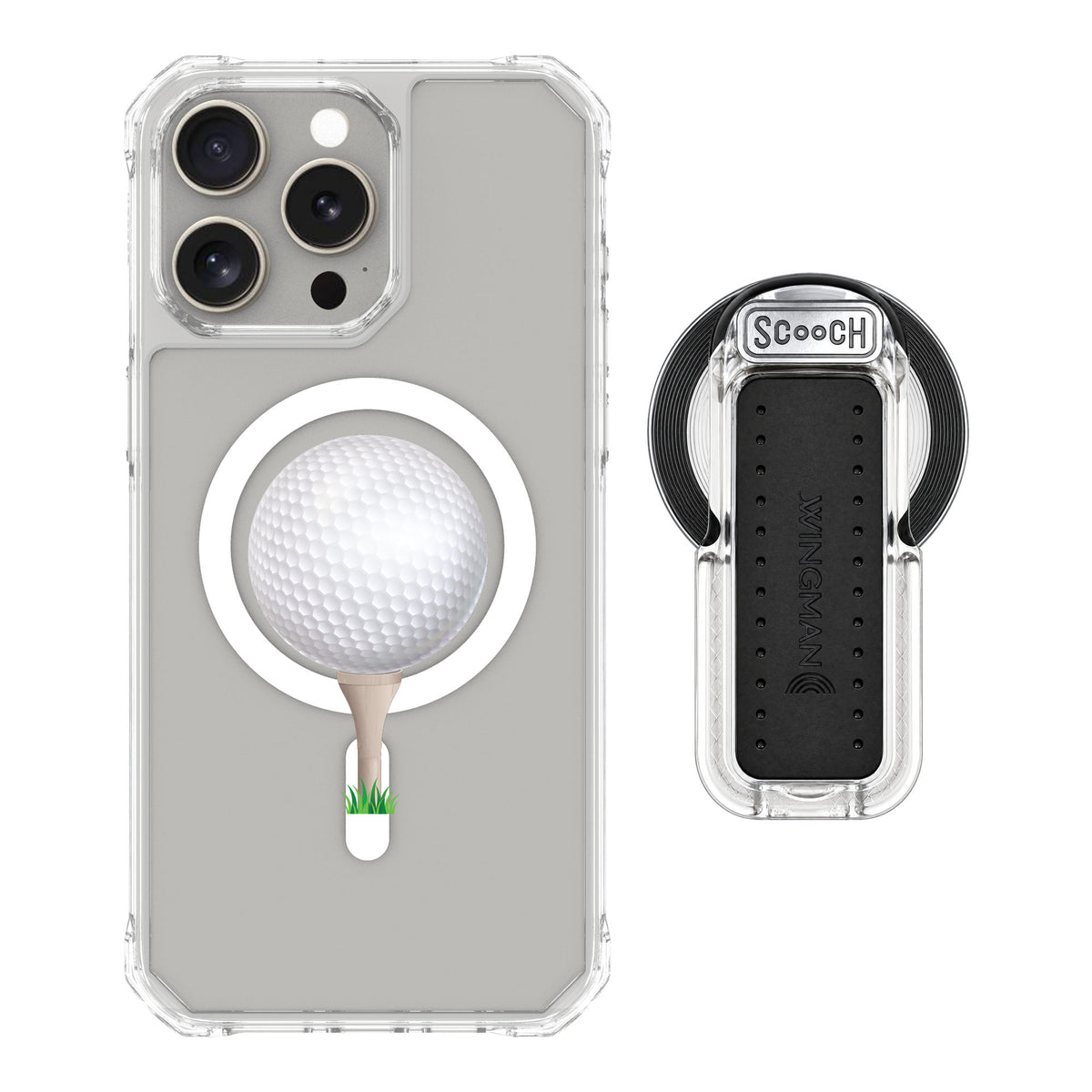 Scooch MagCase Tee Time for iPhone 15 Pro Max — MagSafe Wingback Bundle - Clear