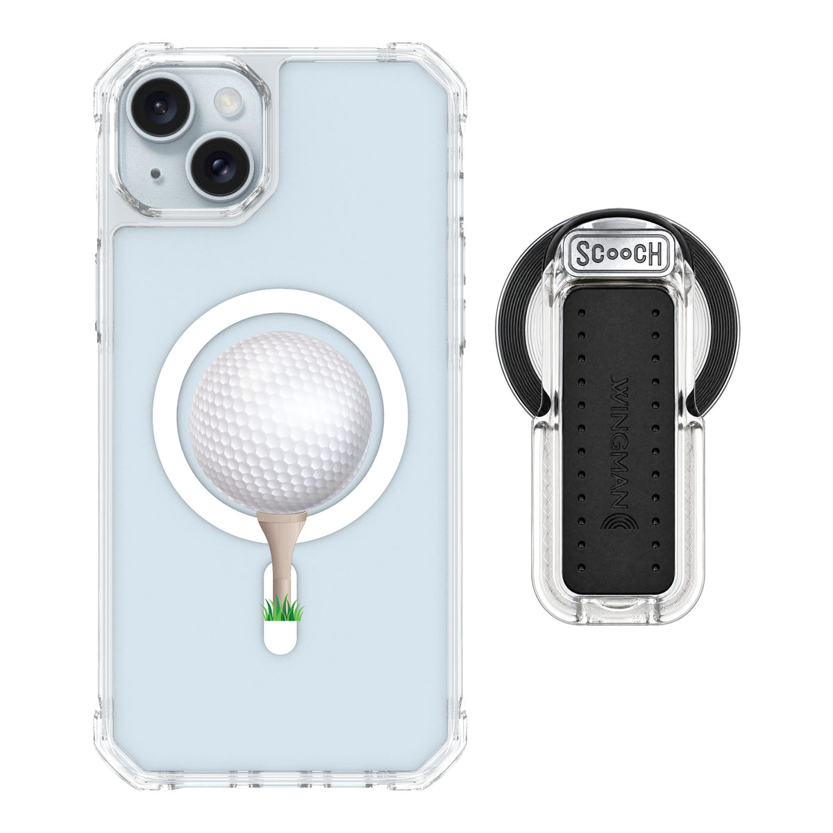 Scooch MagCase Tee Time for iPhone 15 Plus — MagSafe Wingback Bundle - Clear