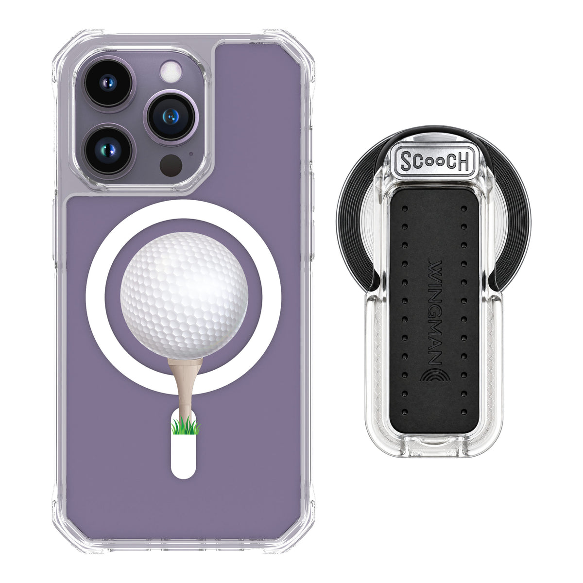 Scooch MagCase Tee Time for iPhone 14 Pro — MagSafe Wingback Bundle - Clear