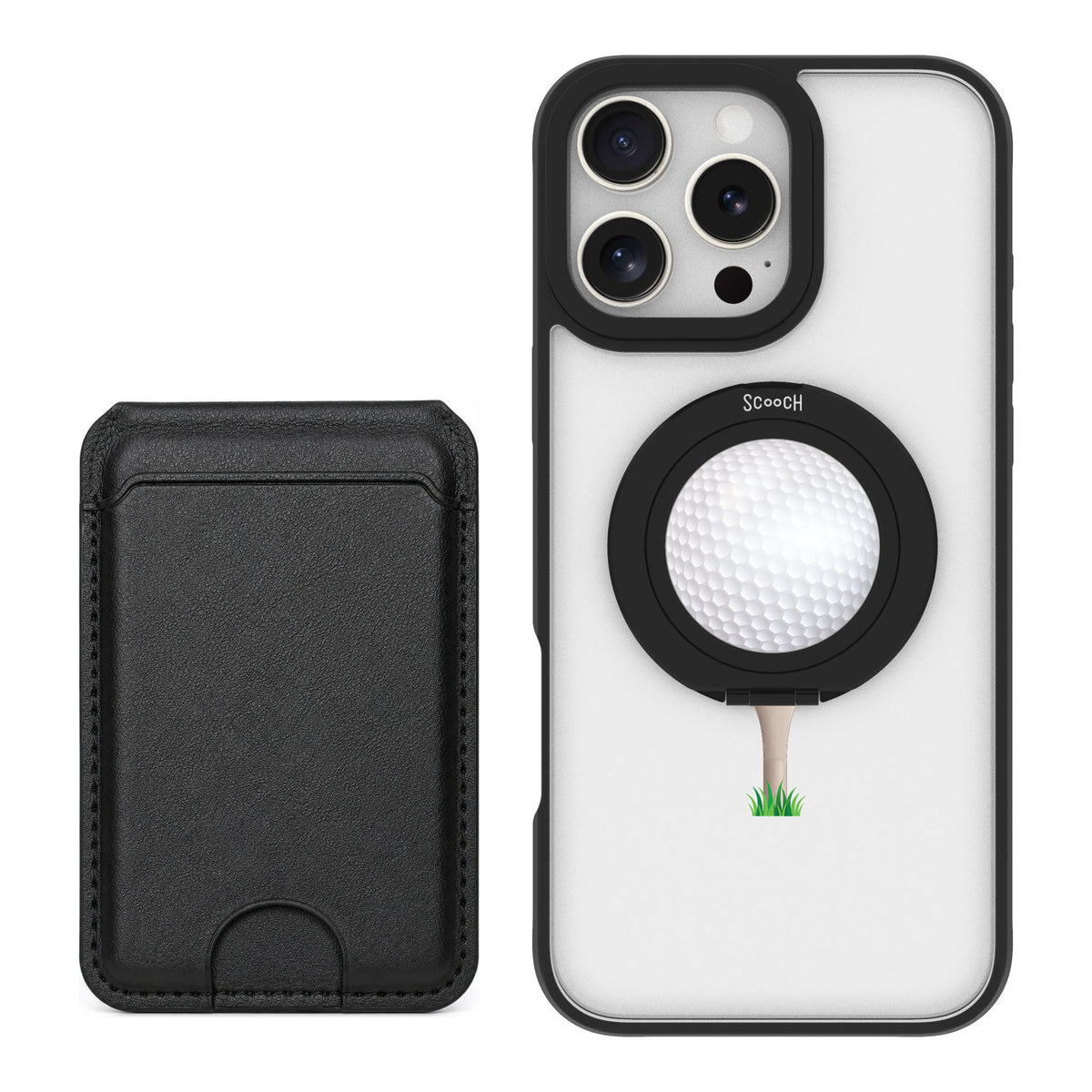 Scooch MagCase Tee Time for iPhone 16 Pro Max — Black MagWallet Bundle