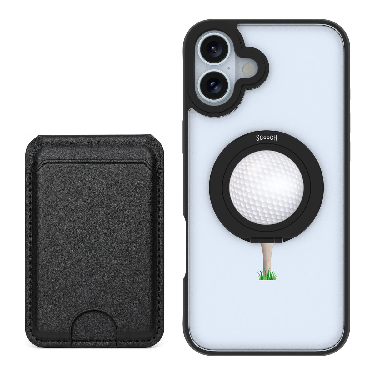 Scooch MagCase Tee Time for iPhone 16 Plus — Black MagWallet Bundle