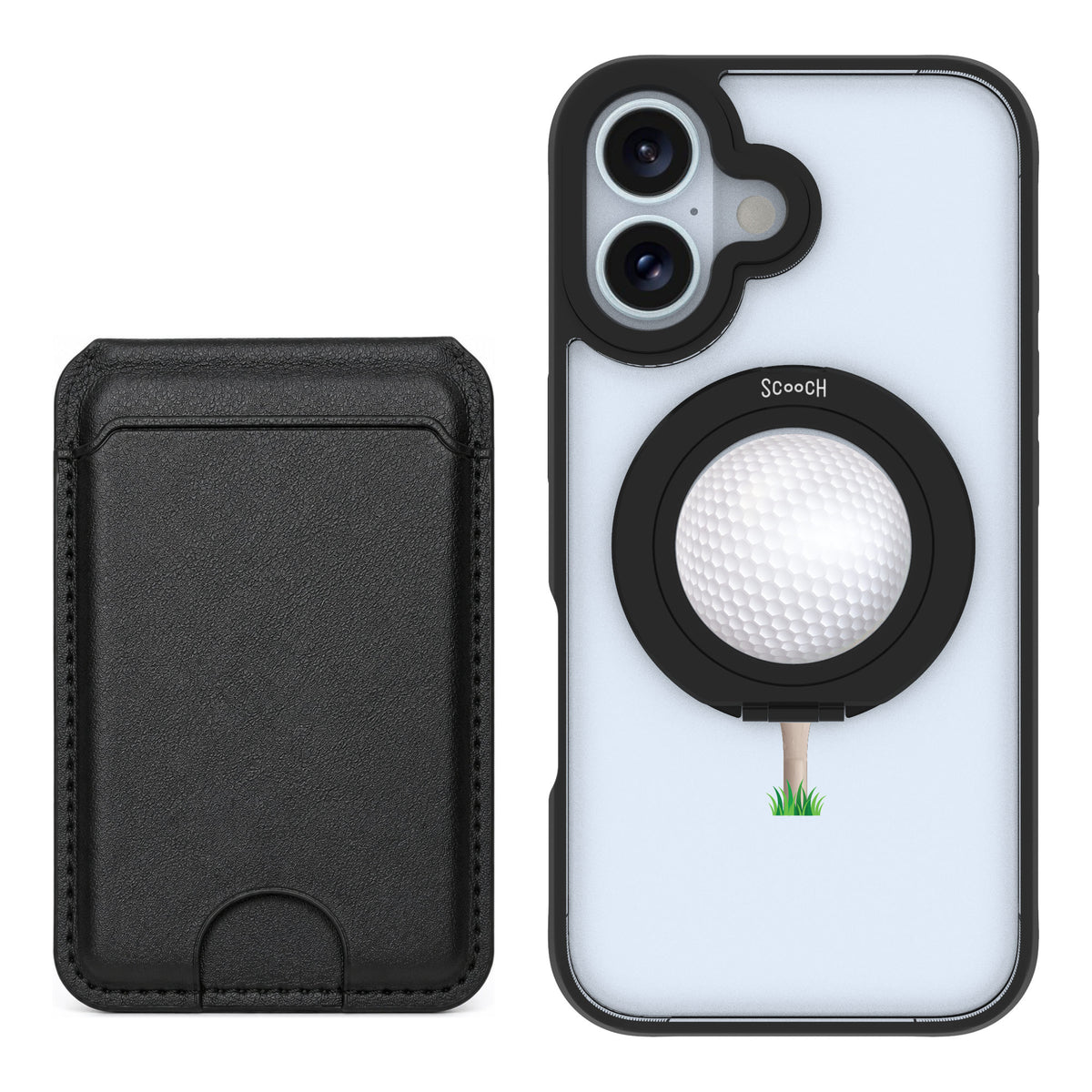 Scooch MagCase Tee Time for iPhone 16 — Black MagWallet Bundle