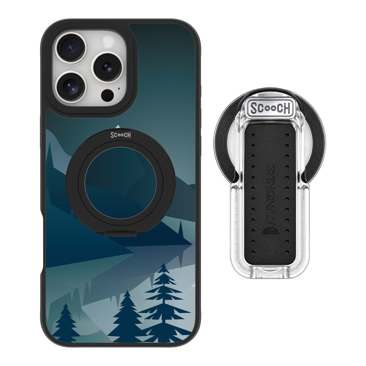 Scooch MagCase Midnight Ridge for iPhone 16 Pro Max — MagSafe Wingback Bundle - Clear