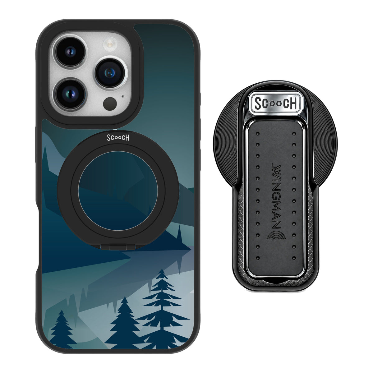 Scooch MagCase Midnight Ridge for iPhone 16 Pro — MagSafe Wingback Bundle - Black