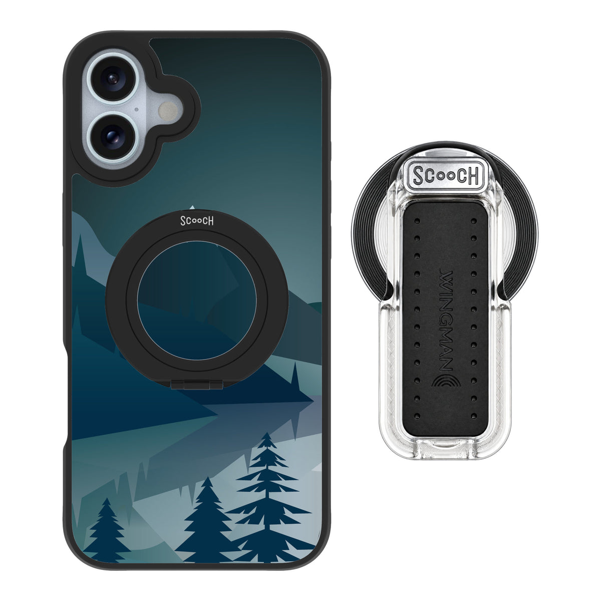 Scooch MagCase Midnight Ridge for iPhone 16 Plus — MagSafe Wingback Bundle - Clear