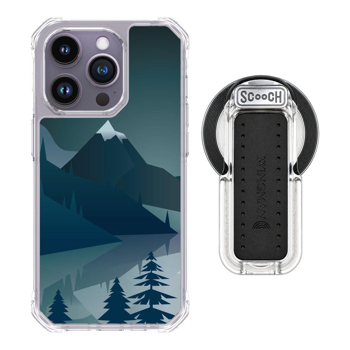 Scooch MagCase Midnight Ridge for iPhone 14 Pro — MagSafe Wingback Bundle - Clear