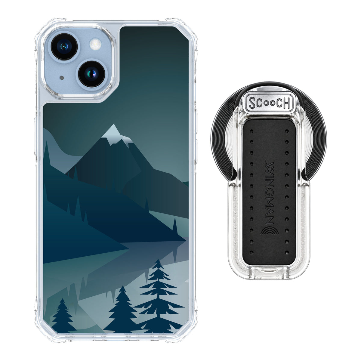 Scooch MagCase Midnight Ridge for iPhone 14 — MagSafe Wingback Bundle - Clear
