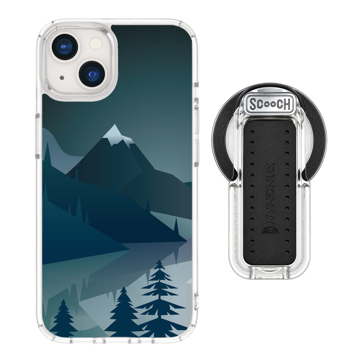 Scooch MagCase Midnight Ridge for iPhone 13 — MagSafe Wingback Bundle - Clear