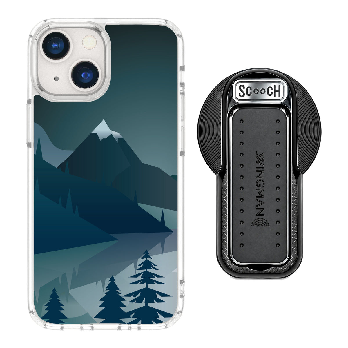 Scooch MagCase Midnight Ridge for iPhone 13 mini — MagSafe Wingback Bundle - Black