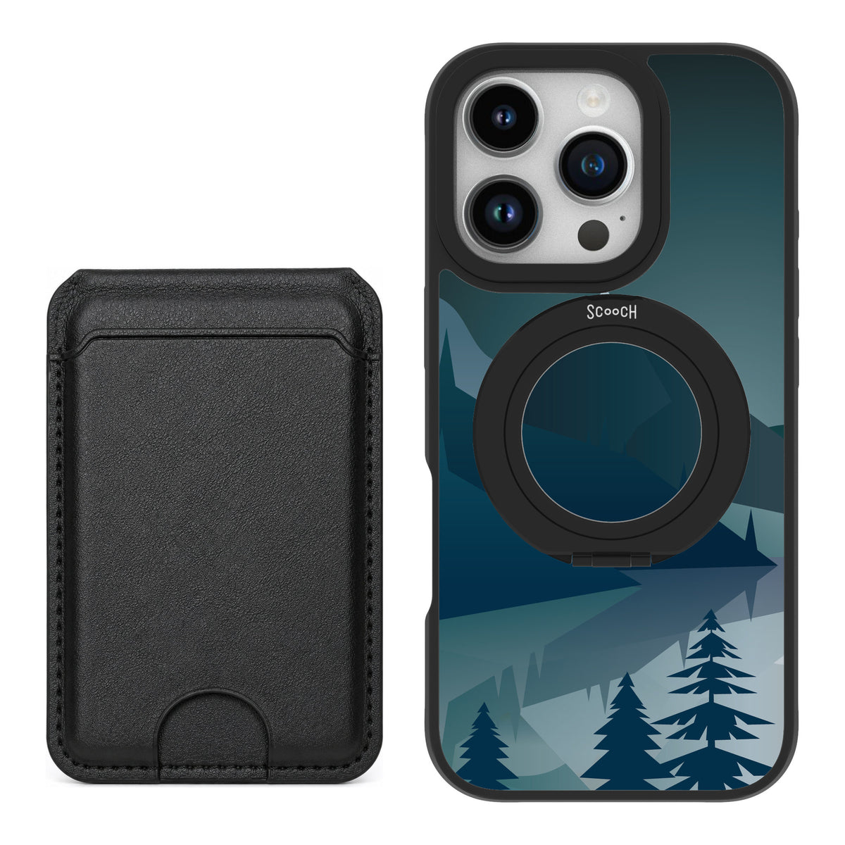 Scooch MagCase Midnight Ridge for iPhone 16 Pro — Black MagWallet Bundle