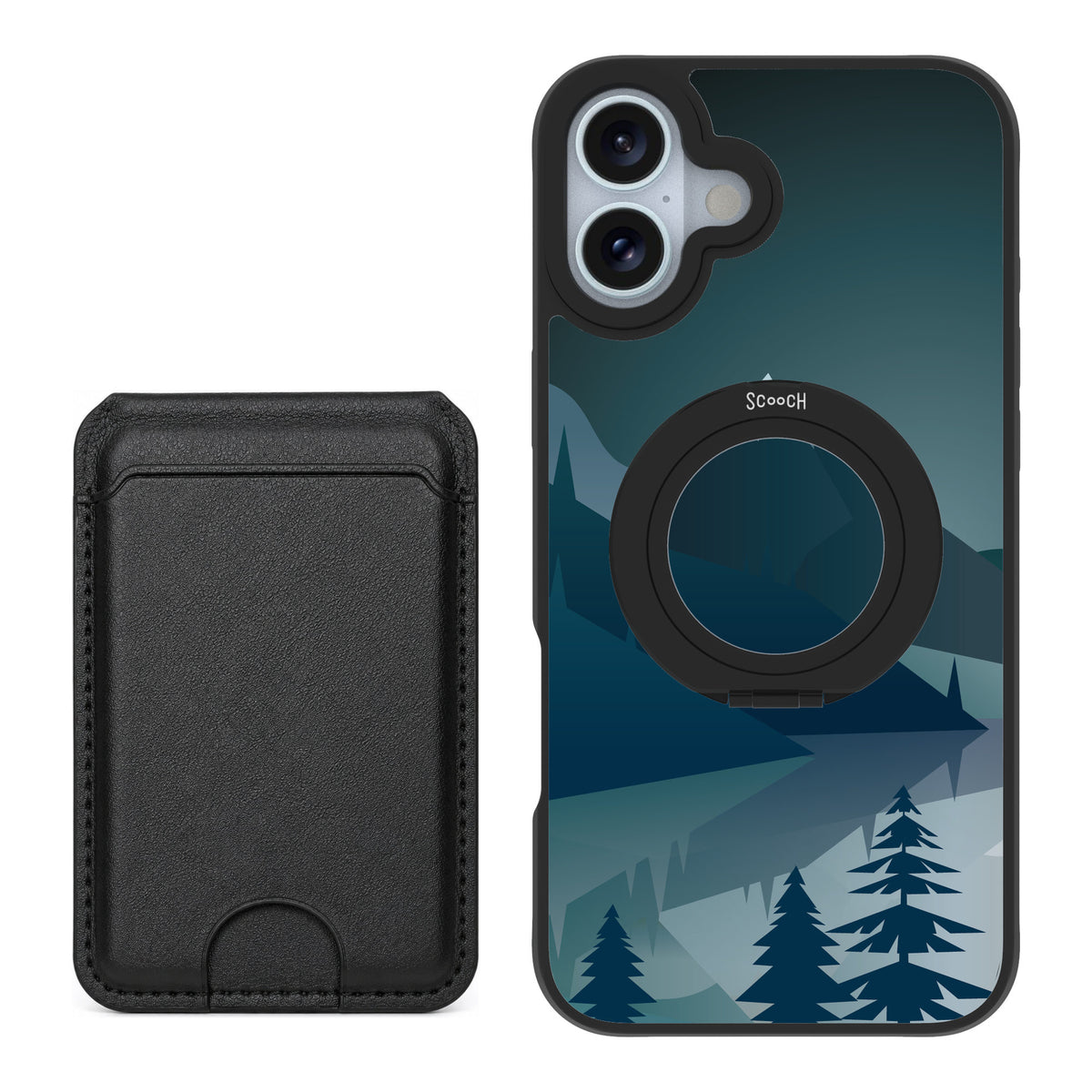 Scooch MagCase Midnight Ridge for iPhone 16 Plus — Black MagWallet Bundle
