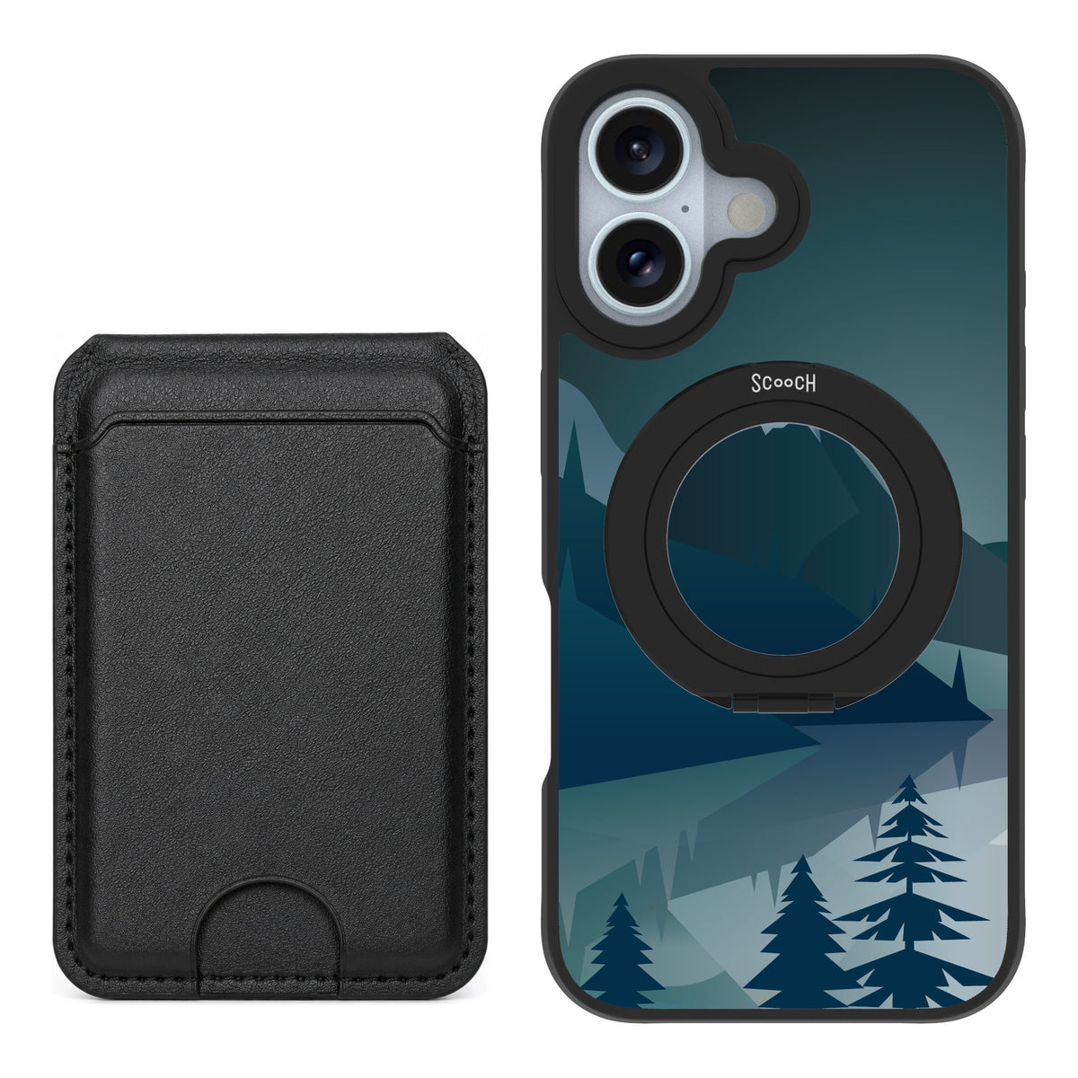 Scooch MagCase Midnight Ridge for iPhone 16 — Black MagWallet Bundle