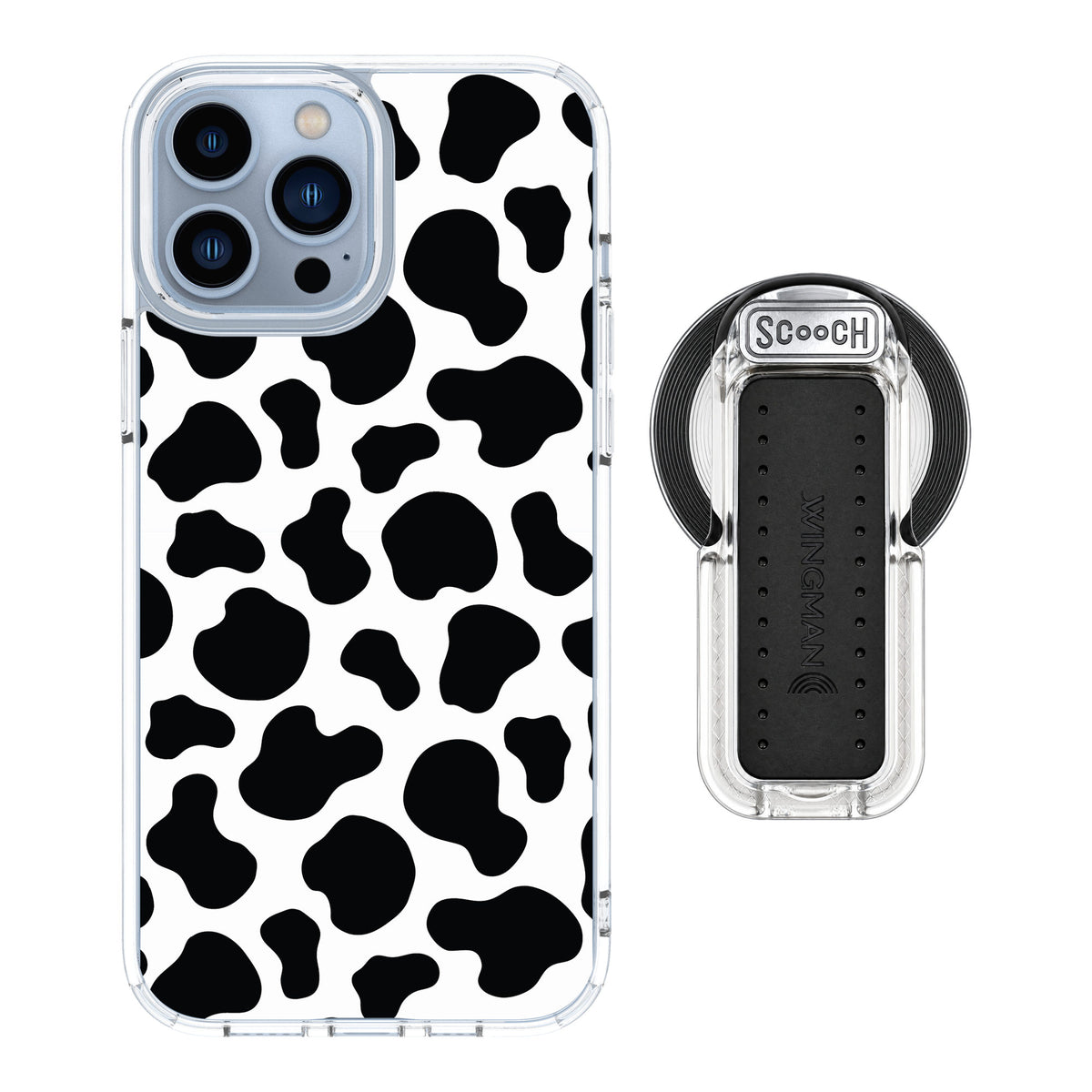 Scooch MagCase Cow Print for iPhone 13 Pro Max — MagSafe Wingback Bundle - Clear