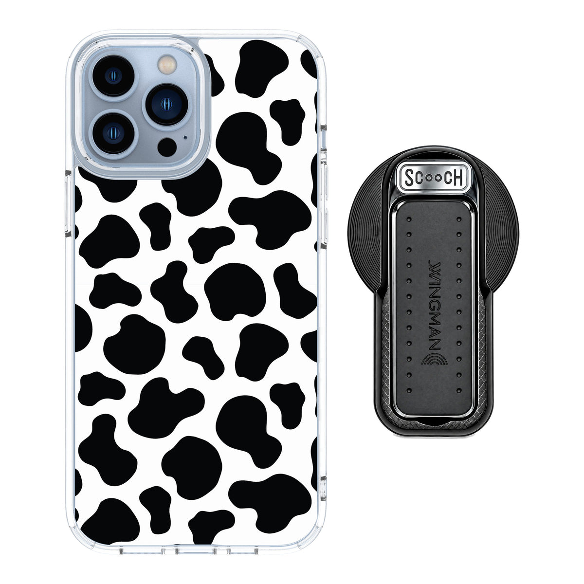 Scooch MagCase Cow Print for iPhone 13 Pro Max — MagSafe Wingback Bundle - Black