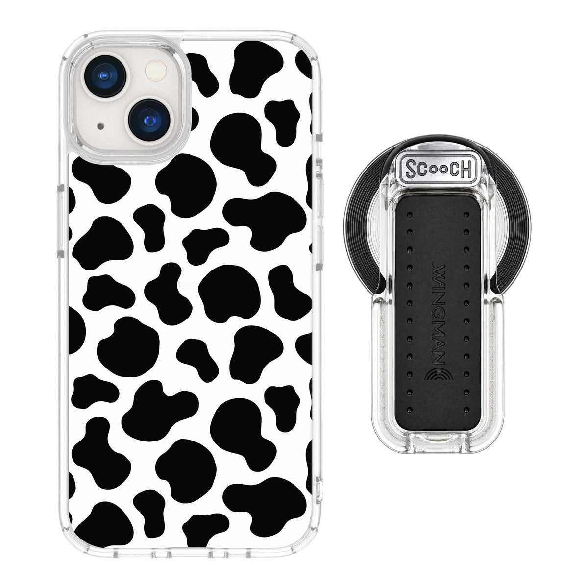 Scooch MagCase Cow Print for iPhone 13 — MagSafe Wingback Bundle - Clear