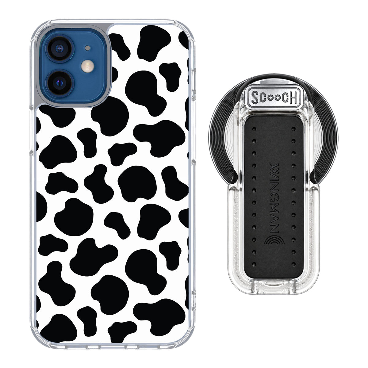 Scooch MagCase Cow Print for iPhone 12 mini — MagSafe Wingback Bundle - Clear