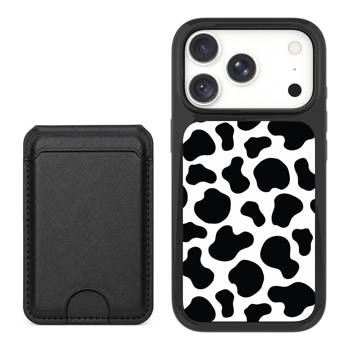Scooch MagCase Cow Print for iPhone 18 Pro — Black MagWallet Bundle
