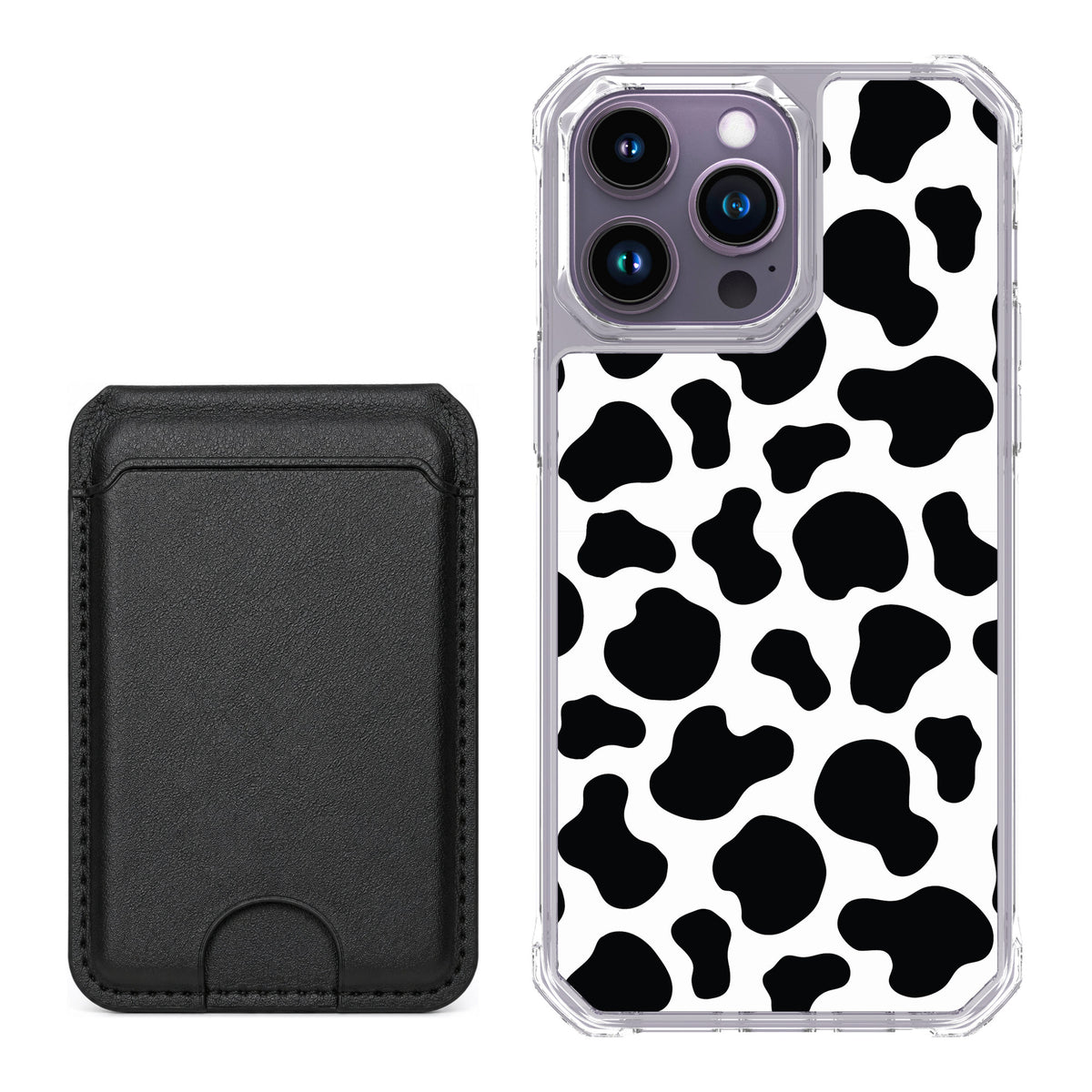 Scooch MagCase Cow Print for iPhone 14 Pro Max — Black MagWallet Bundle