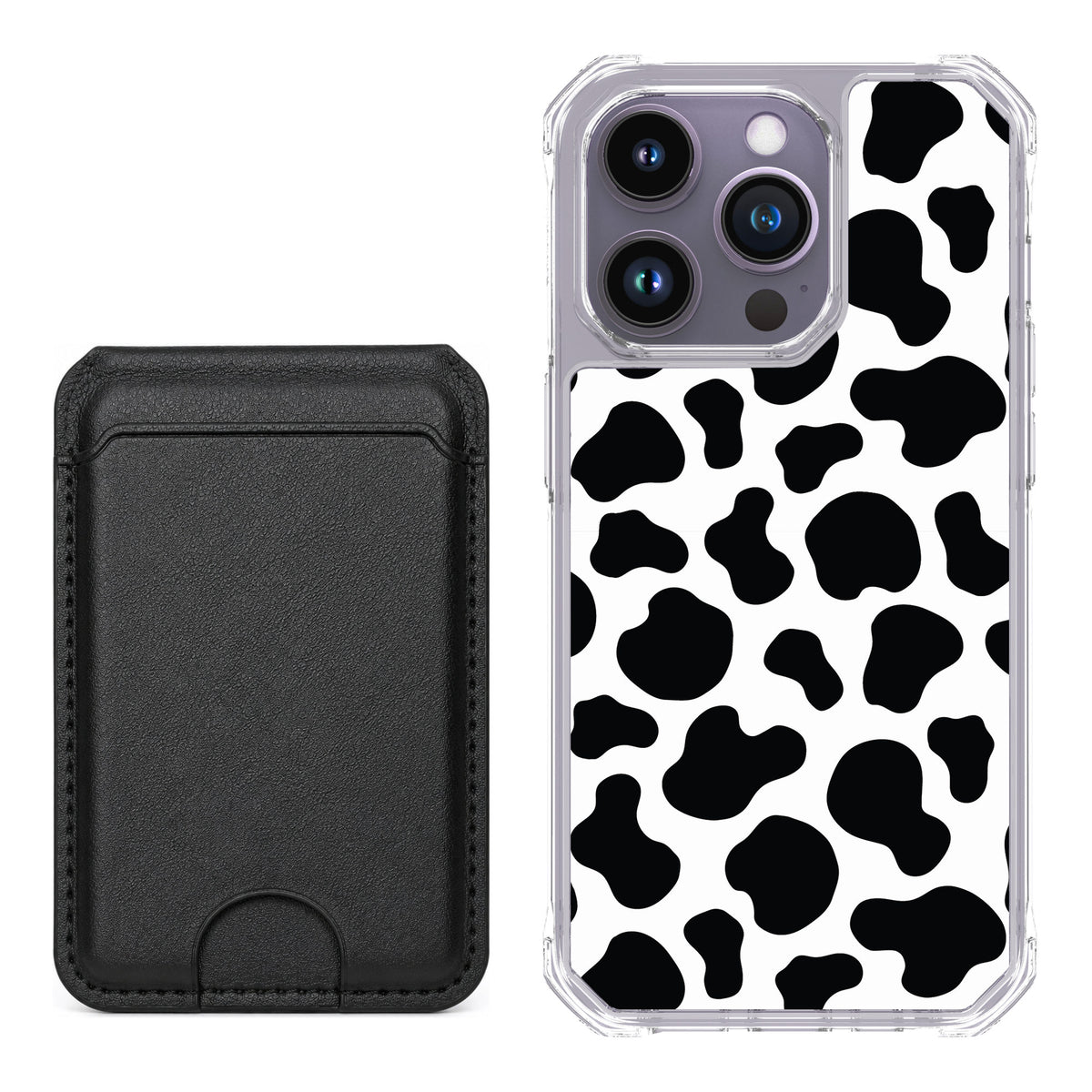 Scooch MagCase Cow Print for iPhone 14 Pro — Black MagWallet Bundle
