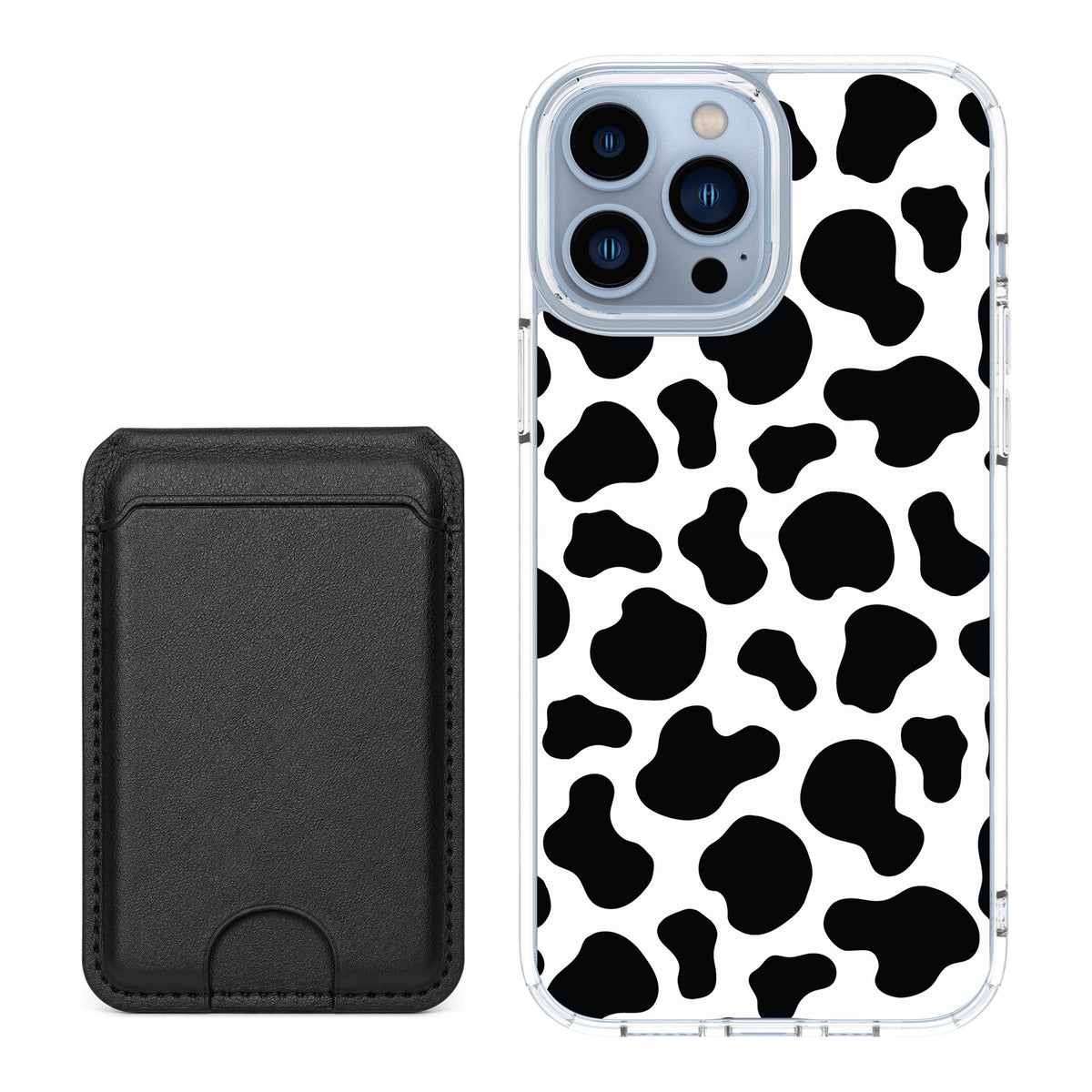 Scooch MagCase Cow Print for iPhone 13 Pro Max — Black MagWallet Bundle