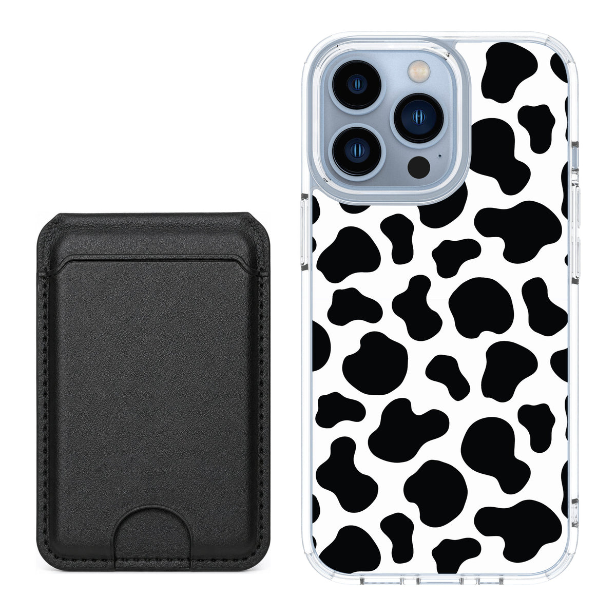 Scooch MagCase Cow Print for iPhone 13 Pro — Black MagWallet Bundle
